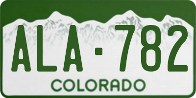 CO license plate ALA782