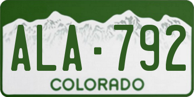 CO license plate ALA792