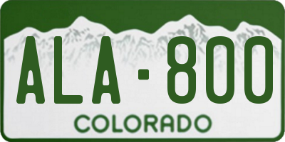 CO license plate ALA800