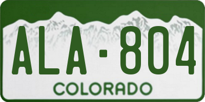 CO license plate ALA804