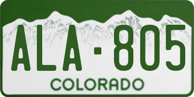 CO license plate ALA805