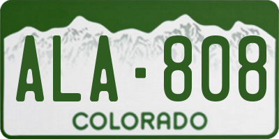 CO license plate ALA808