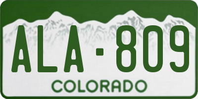 CO license plate ALA809