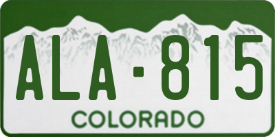 CO license plate ALA815