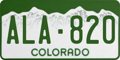 CO license plate ALA820