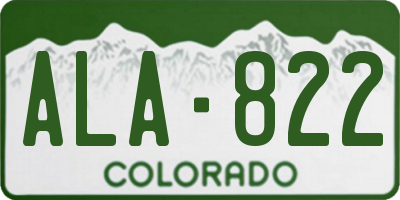 CO license plate ALA822