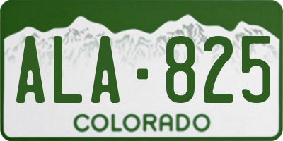 CO license plate ALA825