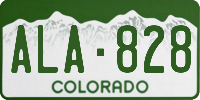CO license plate ALA828