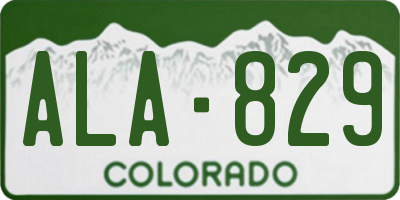 CO license plate ALA829
