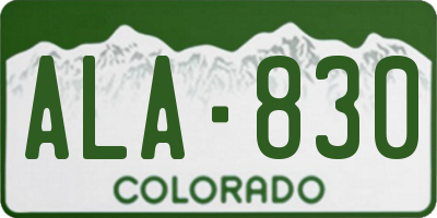 CO license plate ALA830