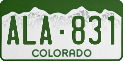 CO license plate ALA831