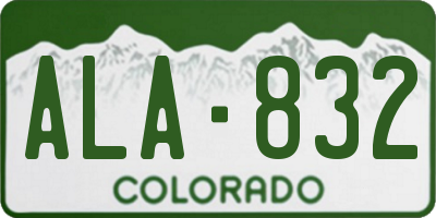 CO license plate ALA832