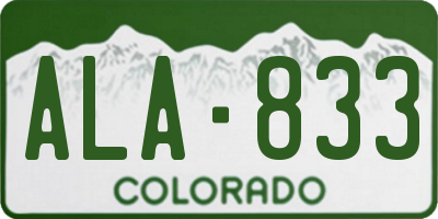 CO license plate ALA833