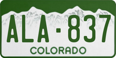 CO license plate ALA837