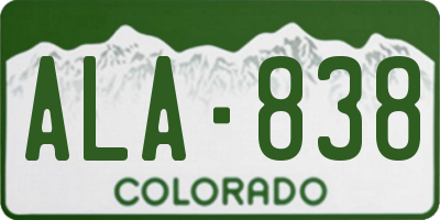 CO license plate ALA838