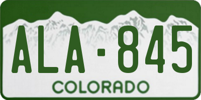 CO license plate ALA845