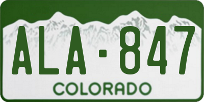 CO license plate ALA847