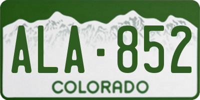 CO license plate ALA852