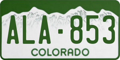 CO license plate ALA853