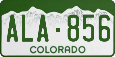 CO license plate ALA856
