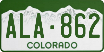 CO license plate ALA862