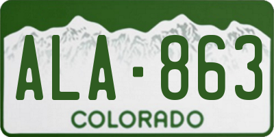 CO license plate ALA863