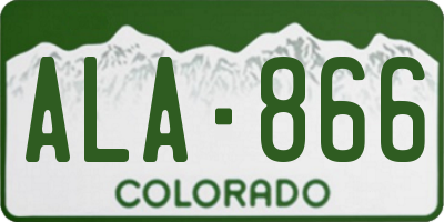 CO license plate ALA866