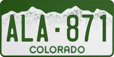 CO license plate ALA871