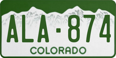 CO license plate ALA874