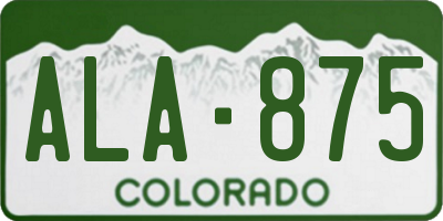CO license plate ALA875