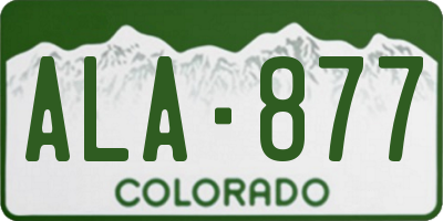 CO license plate ALA877