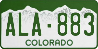 CO license plate ALA883