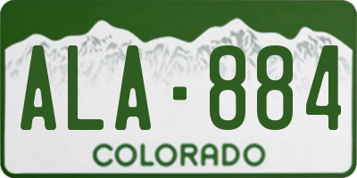 CO license plate ALA884