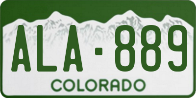 CO license plate ALA889