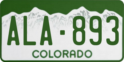CO license plate ALA893