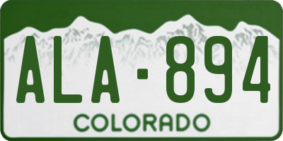CO license plate ALA894