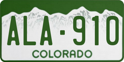 CO license plate ALA910