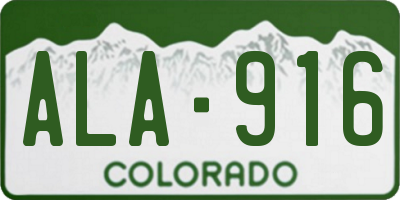 CO license plate ALA916