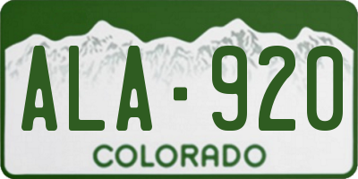 CO license plate ALA920