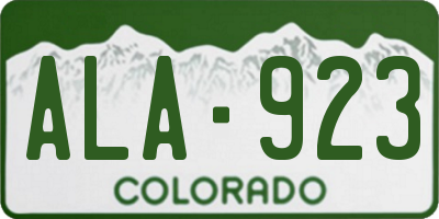 CO license plate ALA923