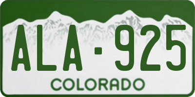 CO license plate ALA925
