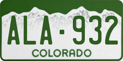 CO license plate ALA932