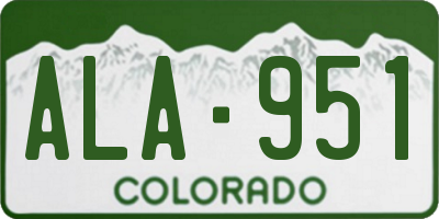 CO license plate ALA951