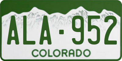 CO license plate ALA952
