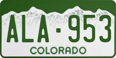 CO license plate ALA953