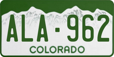 CO license plate ALA962