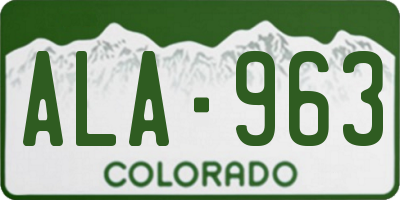 CO license plate ALA963