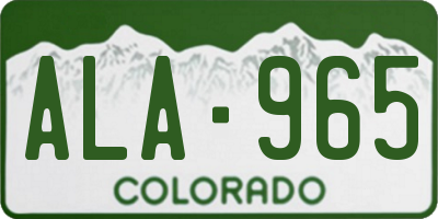 CO license plate ALA965
