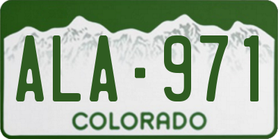 CO license plate ALA971