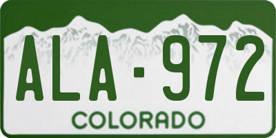 CO license plate ALA972